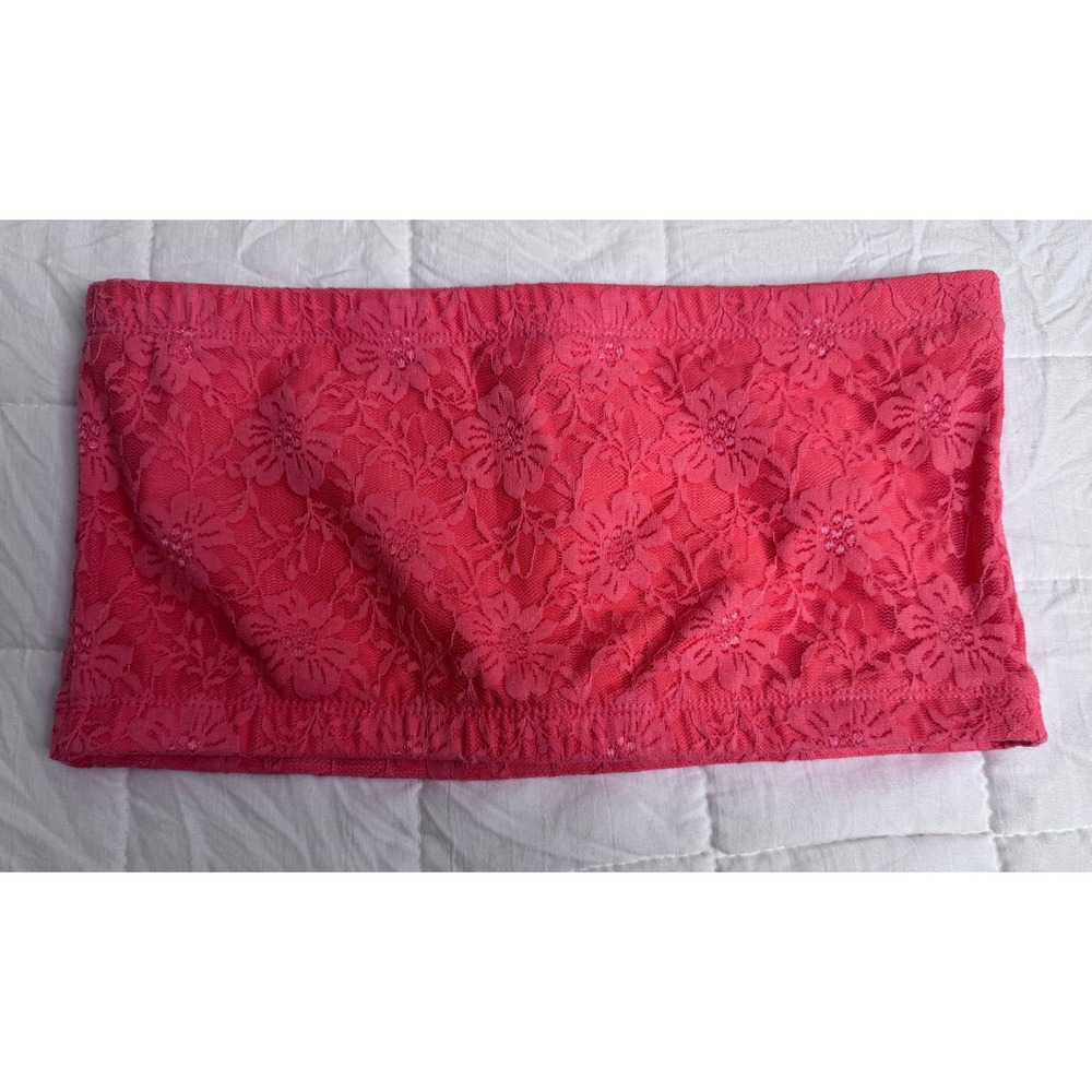Balletcore Coral Pink Floral Lace Festival Bandeau Top Medium